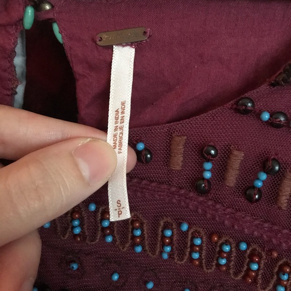 Free People Burgundy Beaded Tunic - Picture 3 of 7